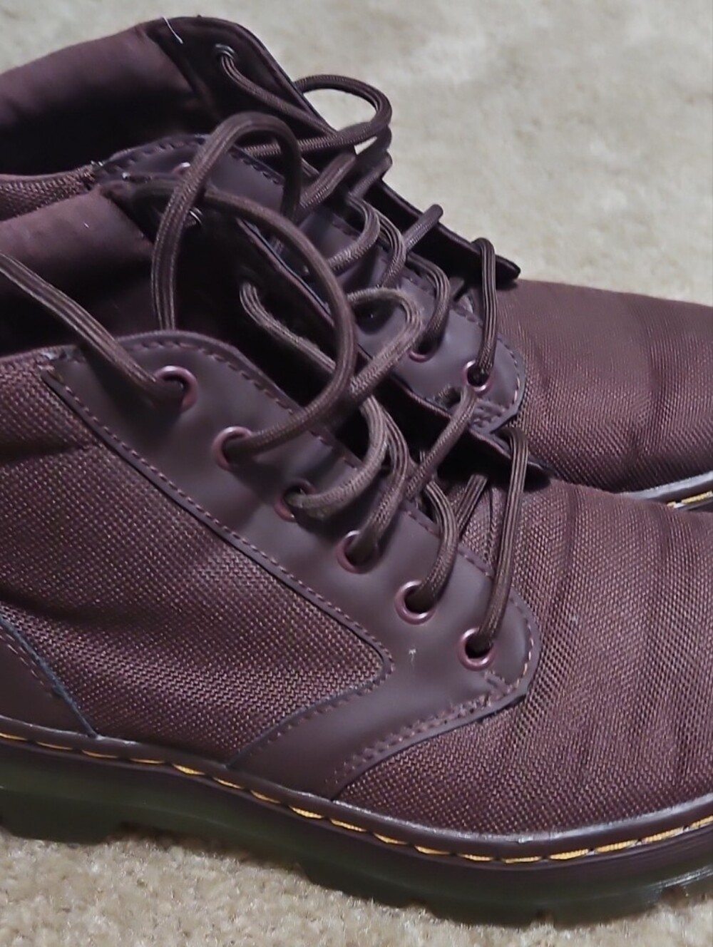 Dr. Martens Dark Brown Lace-Up Canvas & Leather Boots
